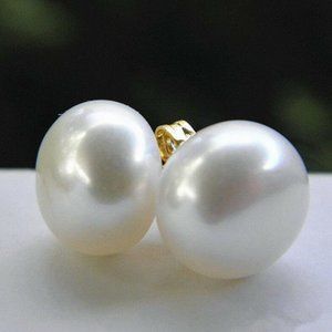 11 mm Real Natural Akoya Cultured Pearl 14K Gold GP Stud Earrings AAA (W…